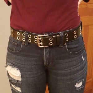 Black Double Grommet Belt